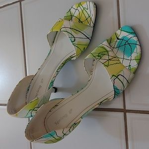 Green Blue and White Heels